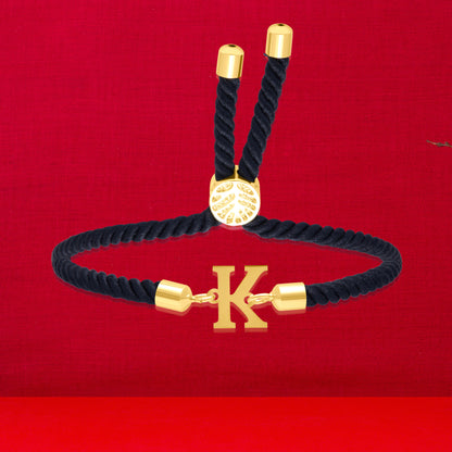 18K Pure Gold Thread Adjustable Letter K Bracelet