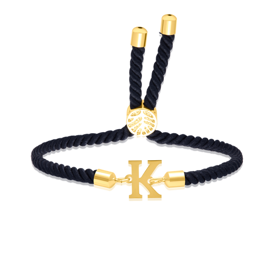 18K Pure Gold Thread Adjustable Letter K Bracelet