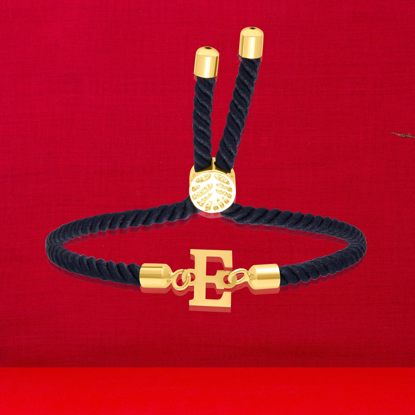 18K Pure Gold Thread Adjustable Letter E Bracelet