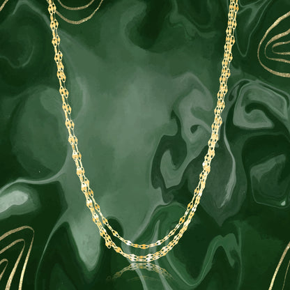 18K Pure Gold Multi Layer Mirror Necklace