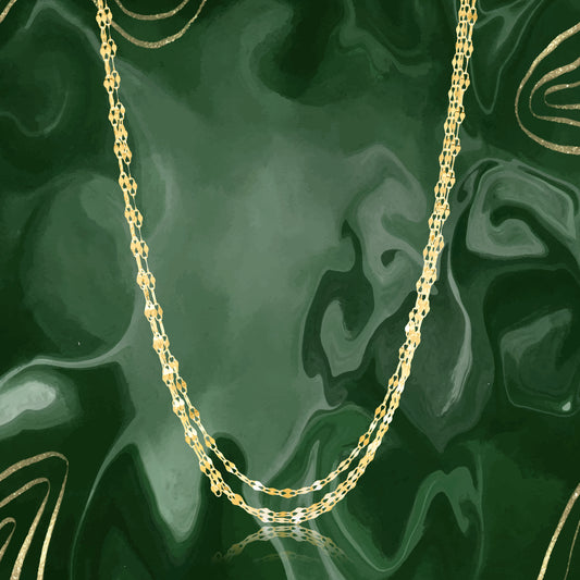 18K Pure Gold Multi Layer Mirror Necklace