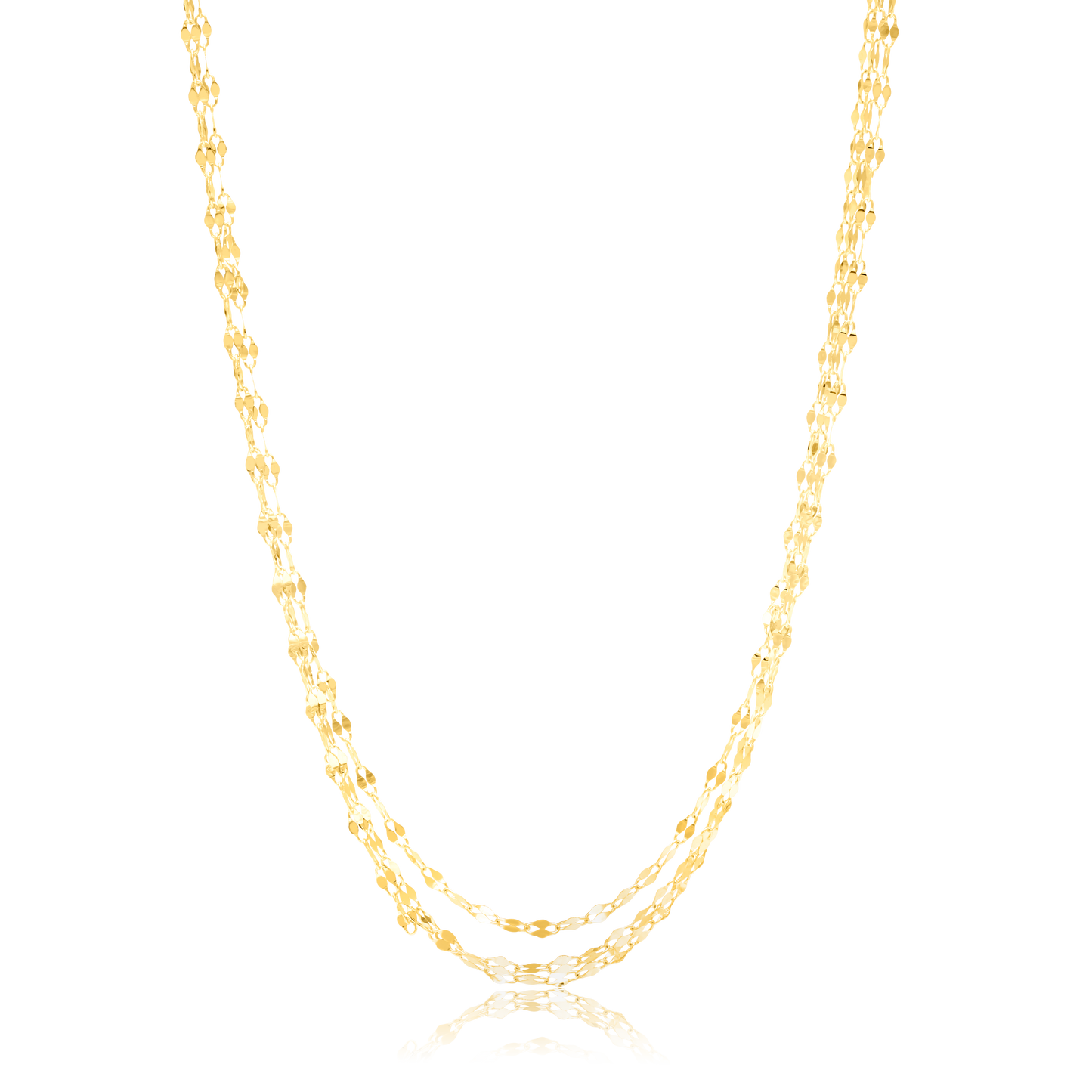 18K Pure Gold Multi Layer Mirror Necklace