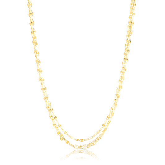18K Pure Gold Multi Layer Mirror Necklace