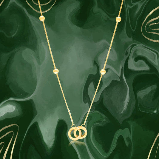 18K Pure Gold 2 Round Locked Seed Necklace