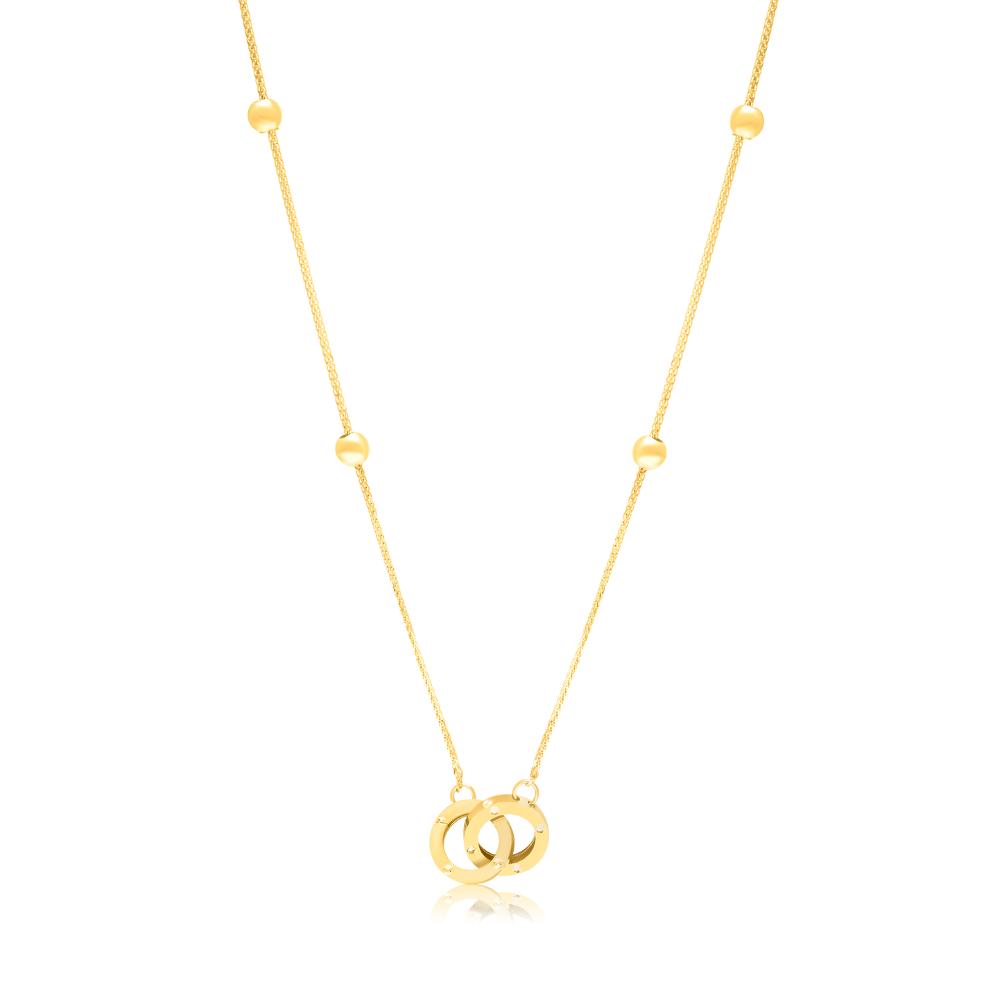 18K Pure Gold 2 Round Locked Seed Necklace
