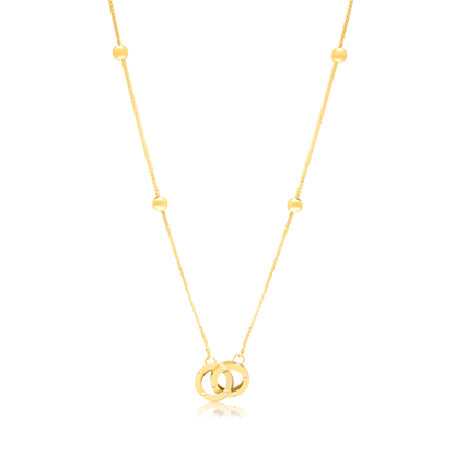 18K Pure Gold 2 Round Locked Seed Necklace