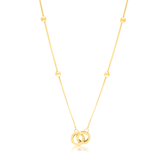 18K Pure Gold 2 Round Locked Seed Necklace