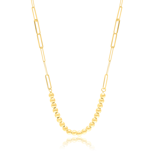 18K Pure Gold Linked Seed Necklace