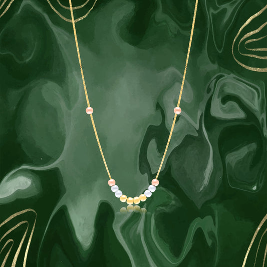 18K Pure Gold Multicolor Seed Necklace