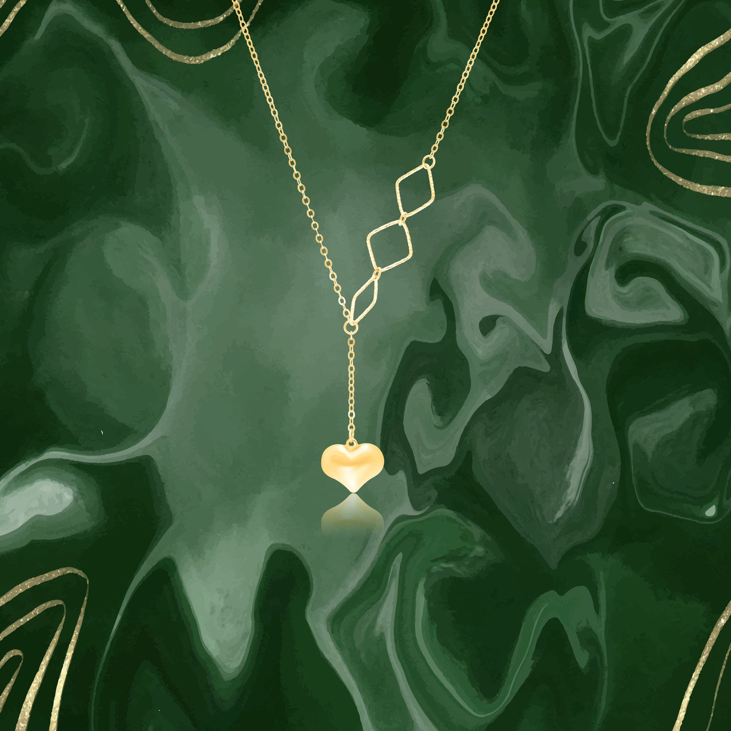 18K Pure Gold Hanging Heart Necklace