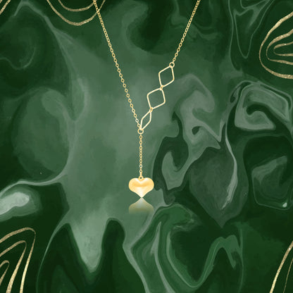 18K Pure Gold Hanging Heart Necklace