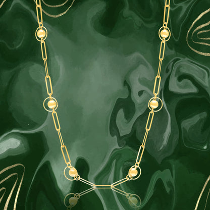 18K Pure Gold Linked Seed Necklace