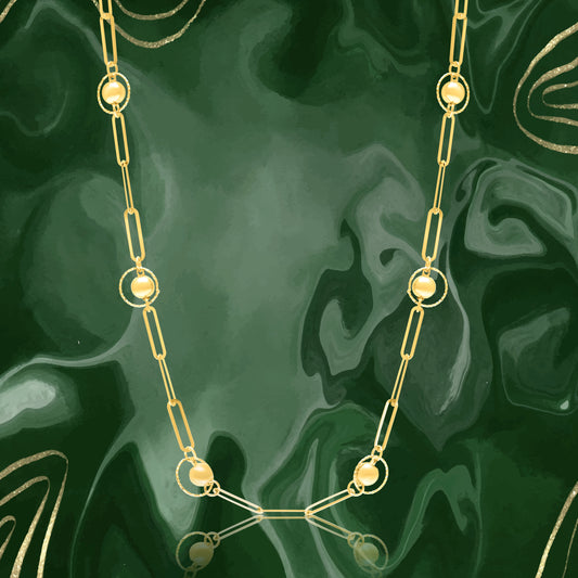 18K Pure Gold Linked Seed Necklace