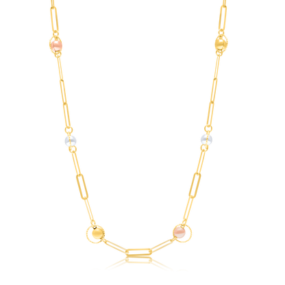 18K Pure Gold Linked Multicolor Seed Necklace