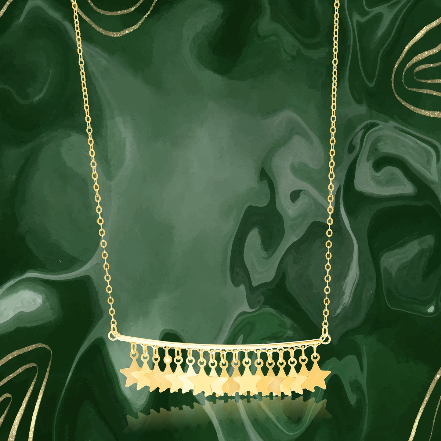 18K Pure Gold Hanging Star Necklace