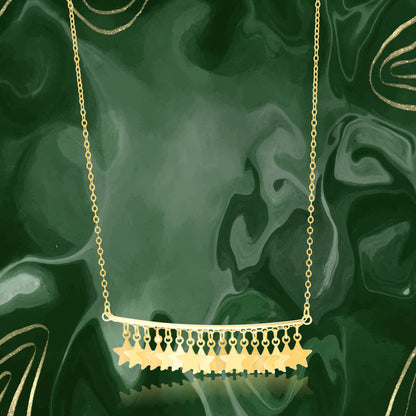 18K Pure Gold Hanging Star Necklace