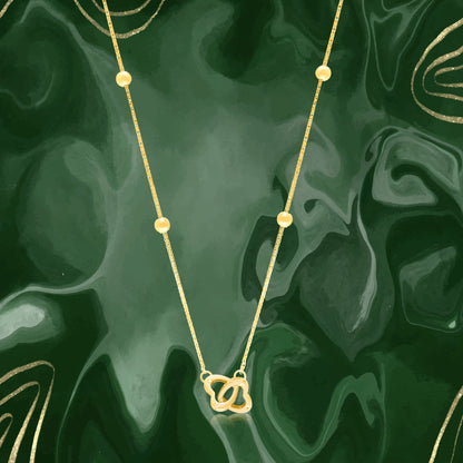 18K Pure Gold 2 Heart Locked Seed Necklace