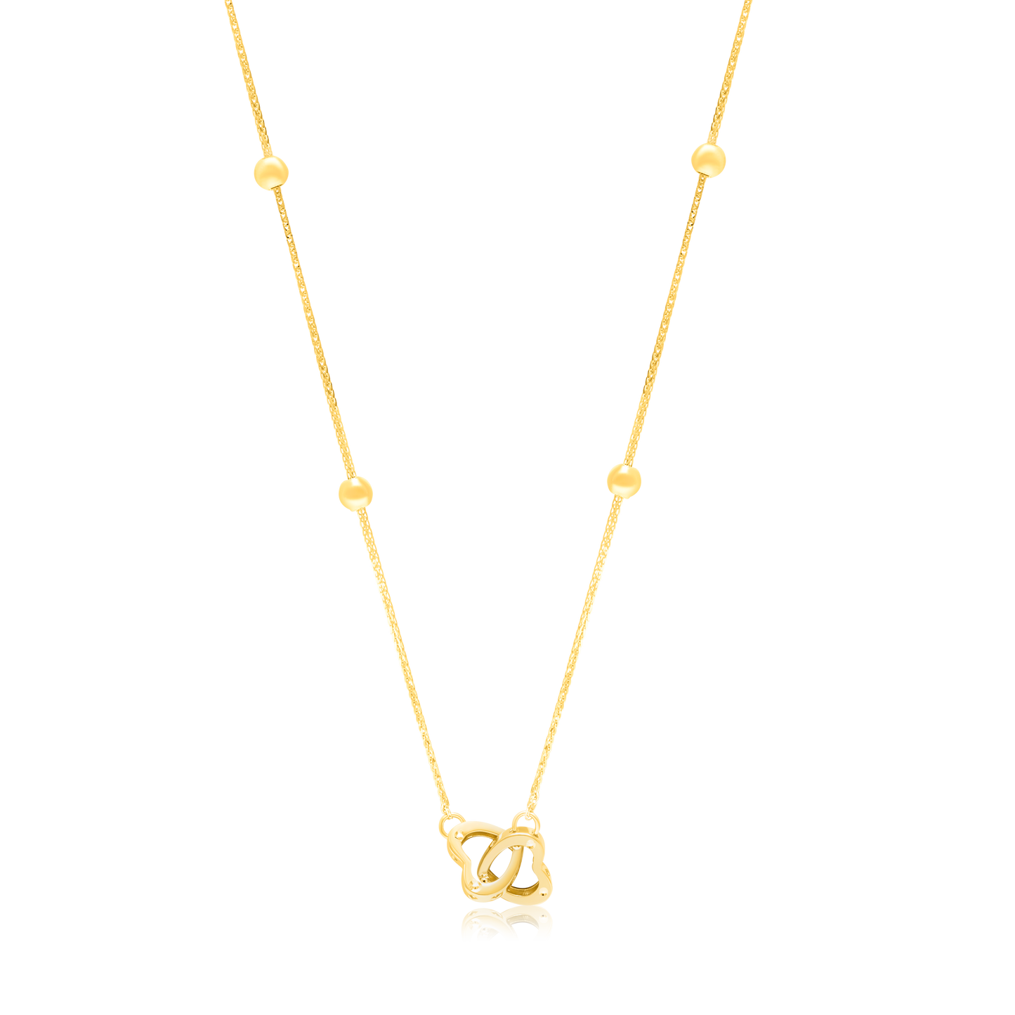 18K Pure Gold 2 Heart Locked Seed Necklace