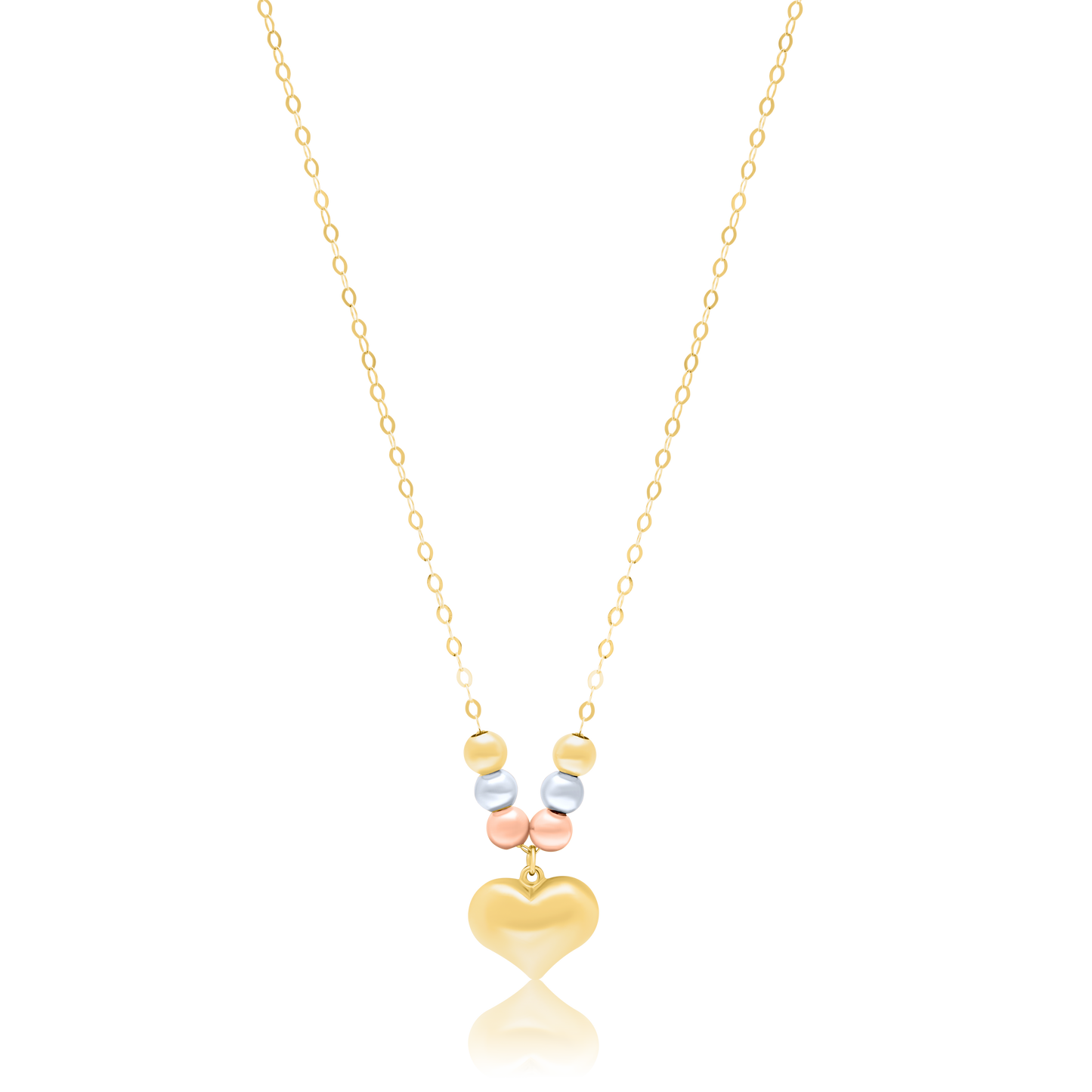 18K Pure Gold Heart Multicolor Seed Necklace