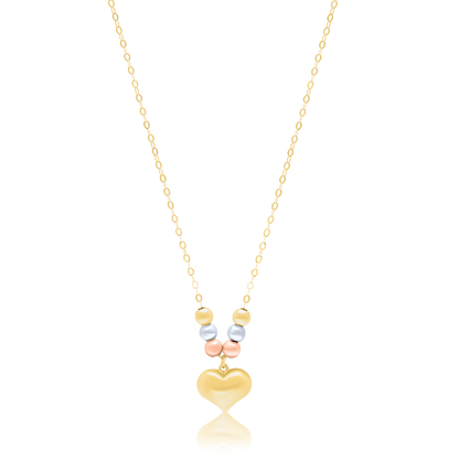 18K Pure Gold Heart Multicolor Seed Necklace