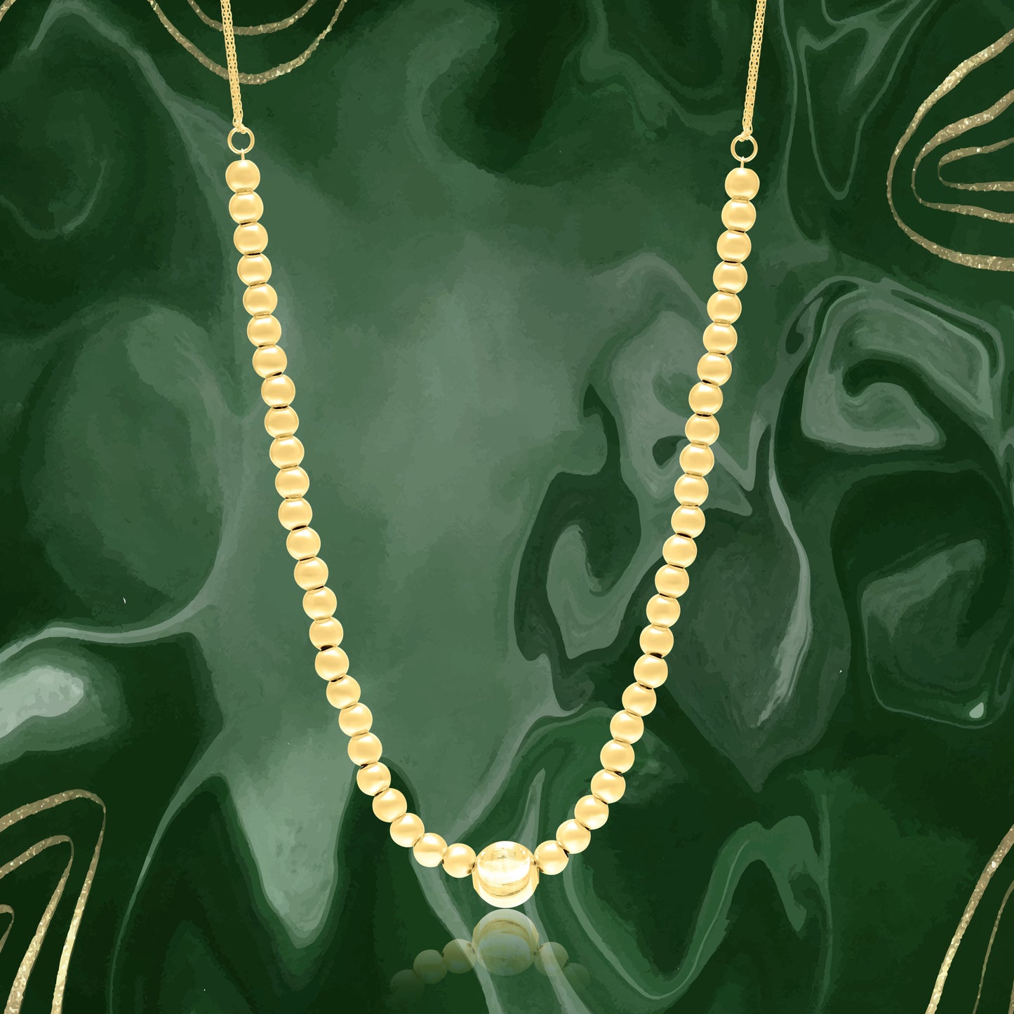 18K Pure Gold Multi Seed Necklace