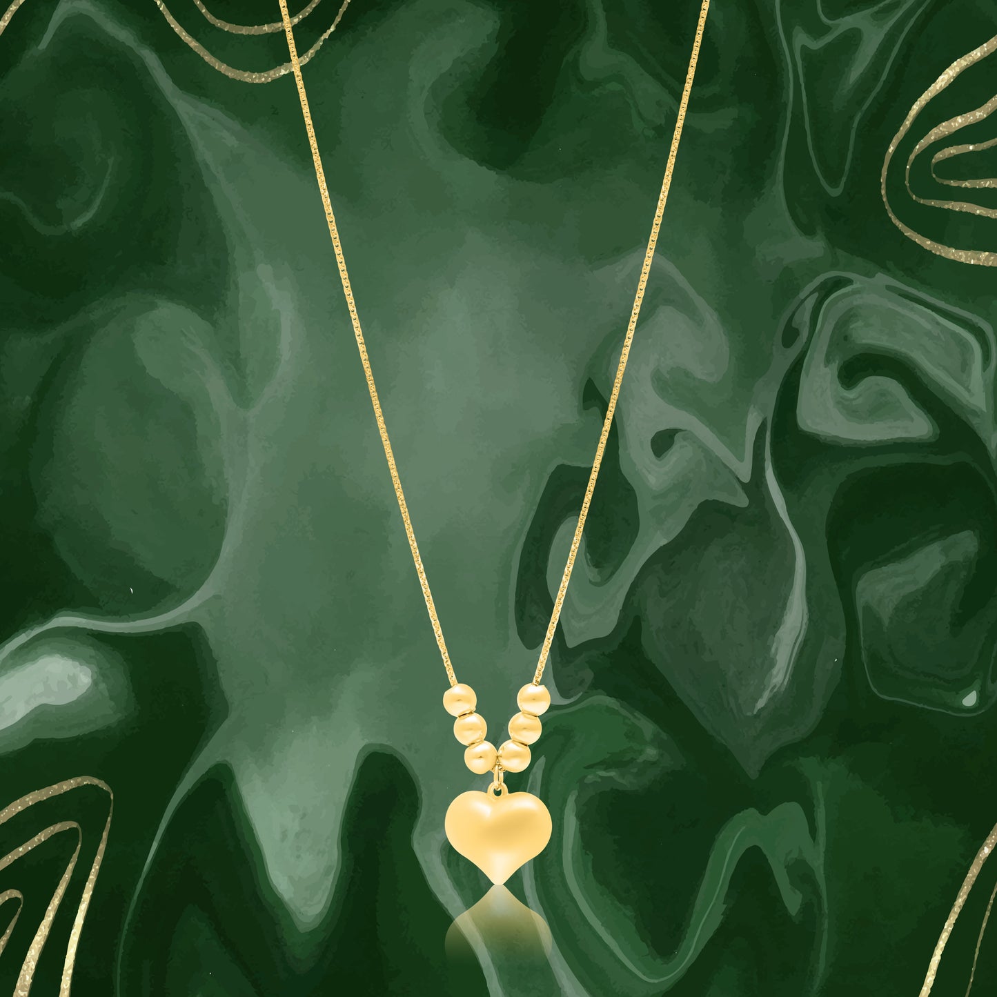 18K Pure Gold Heart Seed Necklace