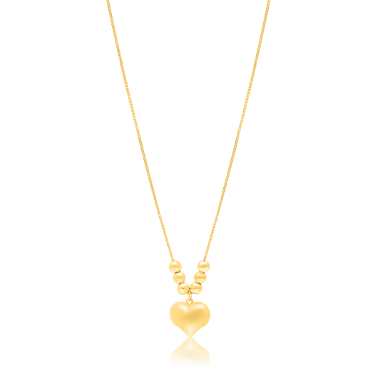 18K Pure Gold Heart Seed Necklace