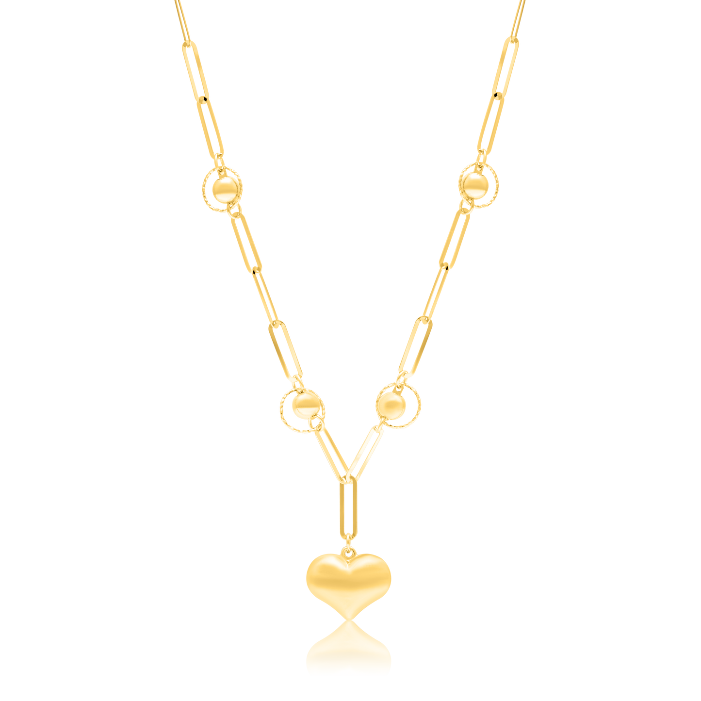18K Pure Gold Linked Seed Heart Necklace