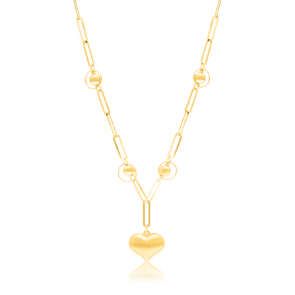 18K Pure Gold Linked Seed Heart Necklace