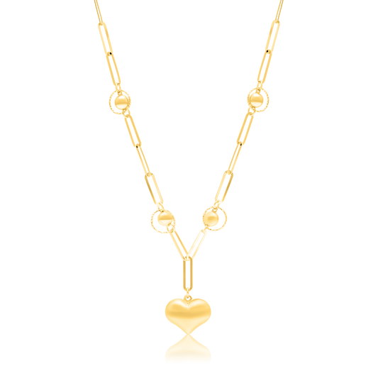 18K Pure Gold Linked Seed Heart Necklace
