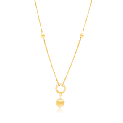 18K Pure Gold Round Heart Seed Necklace