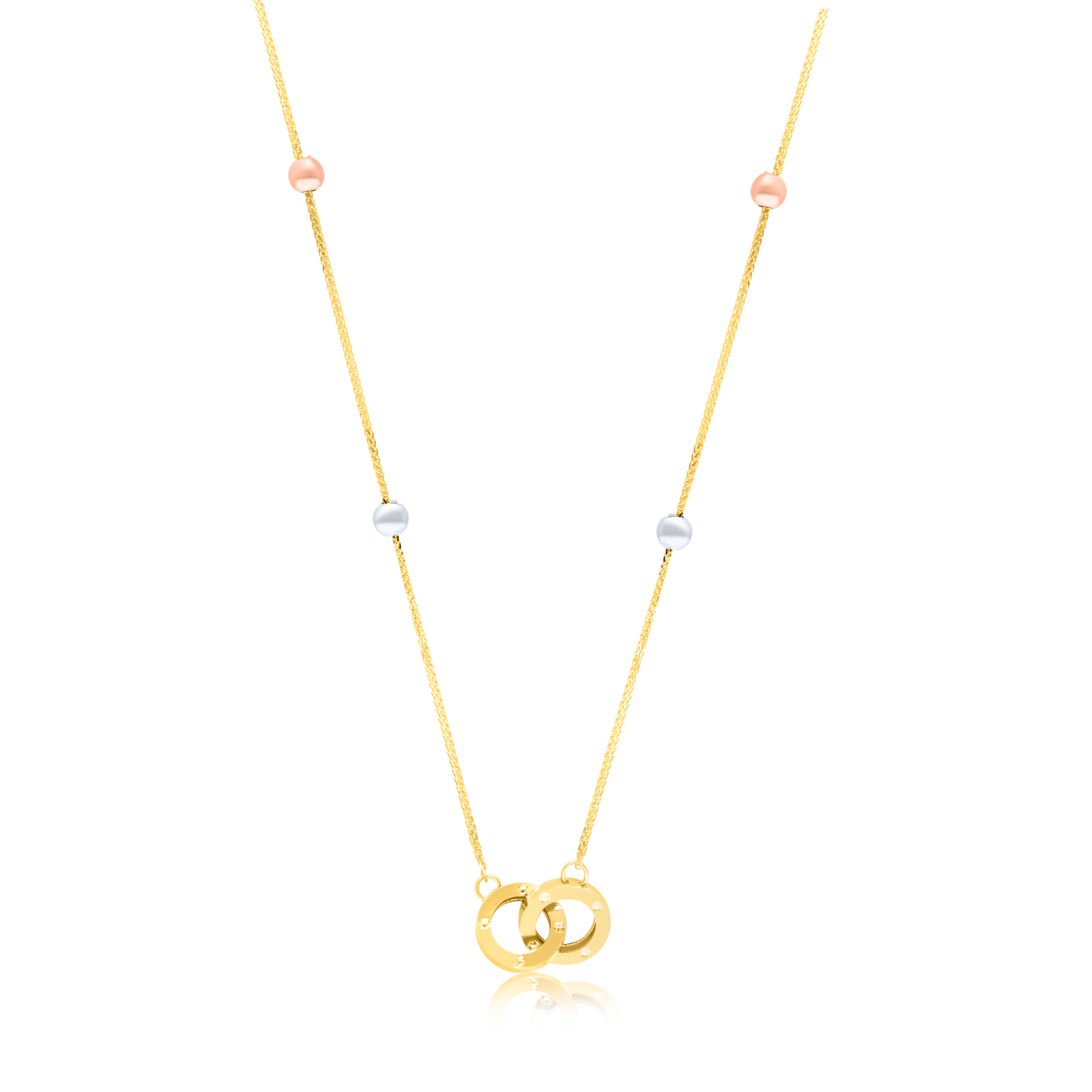 18K Pure Gold 2 Round Locked Multicolor Seed Necklace