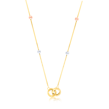 18K Pure Gold 2 Round Locked Multicolor Seed Necklace
