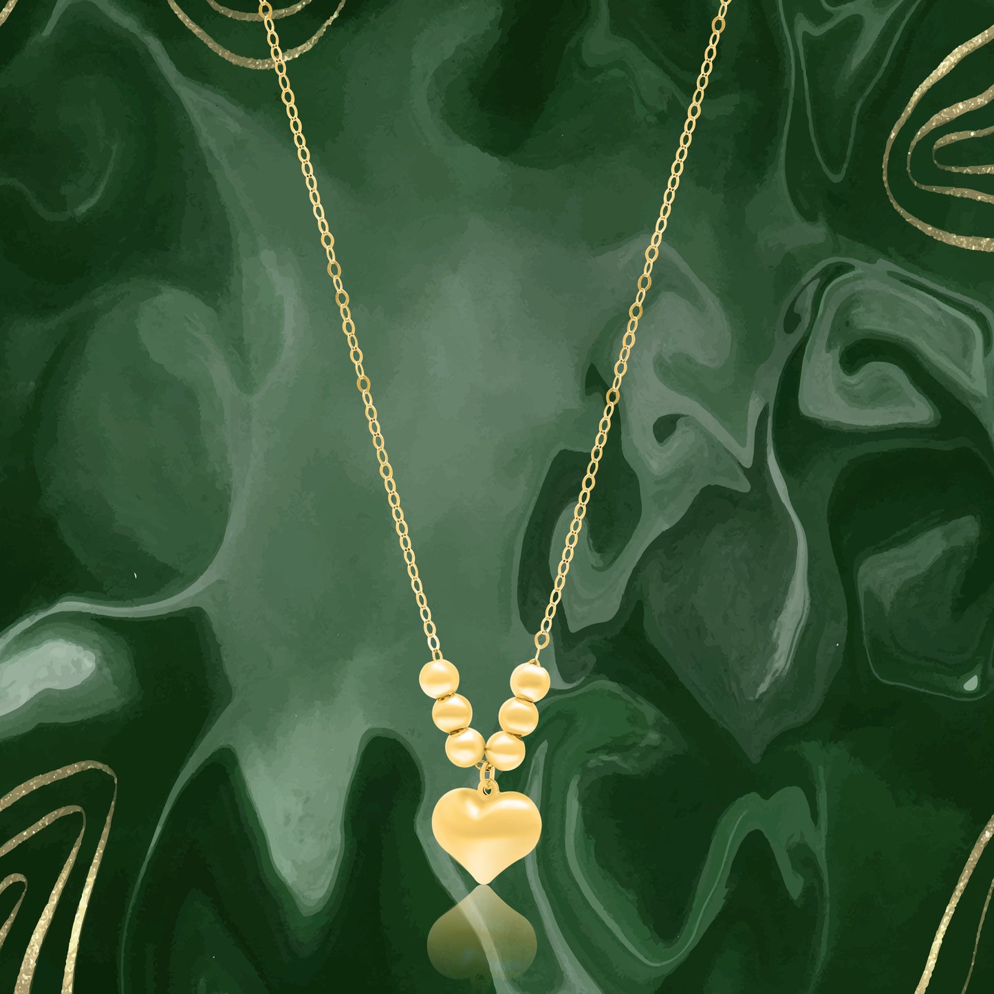 18K Pure Gold Heart Seed Necklace