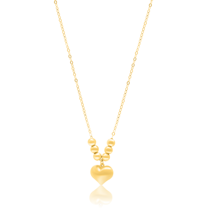 18K Pure Gold Heart Seed Necklace