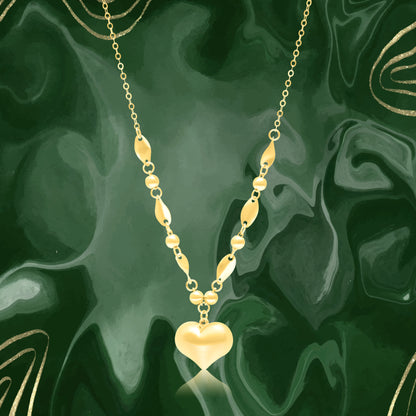 18K Pure Gold Heart Seed Necklace