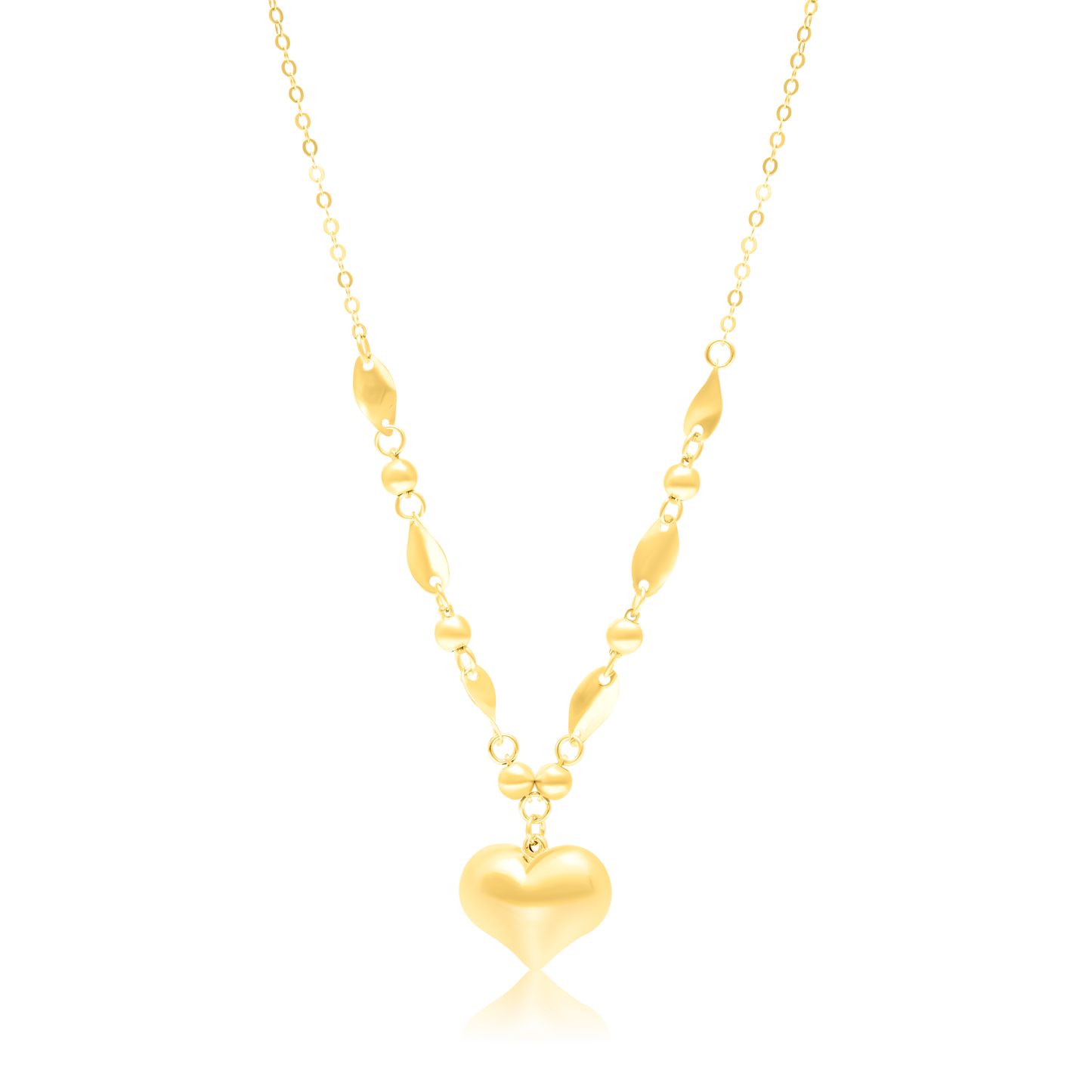 18K Pure Gold Heart Seed Necklace