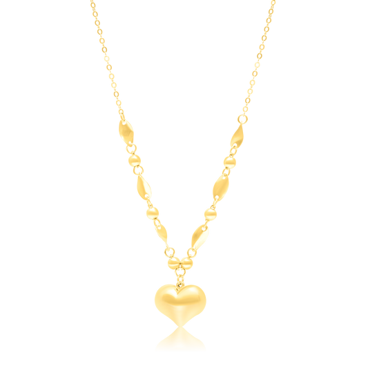 18K Pure Gold Heart Seed Necklace