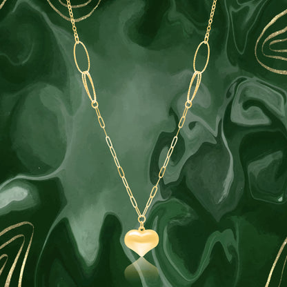 18K Pure Gold Heart Linked Necklace
