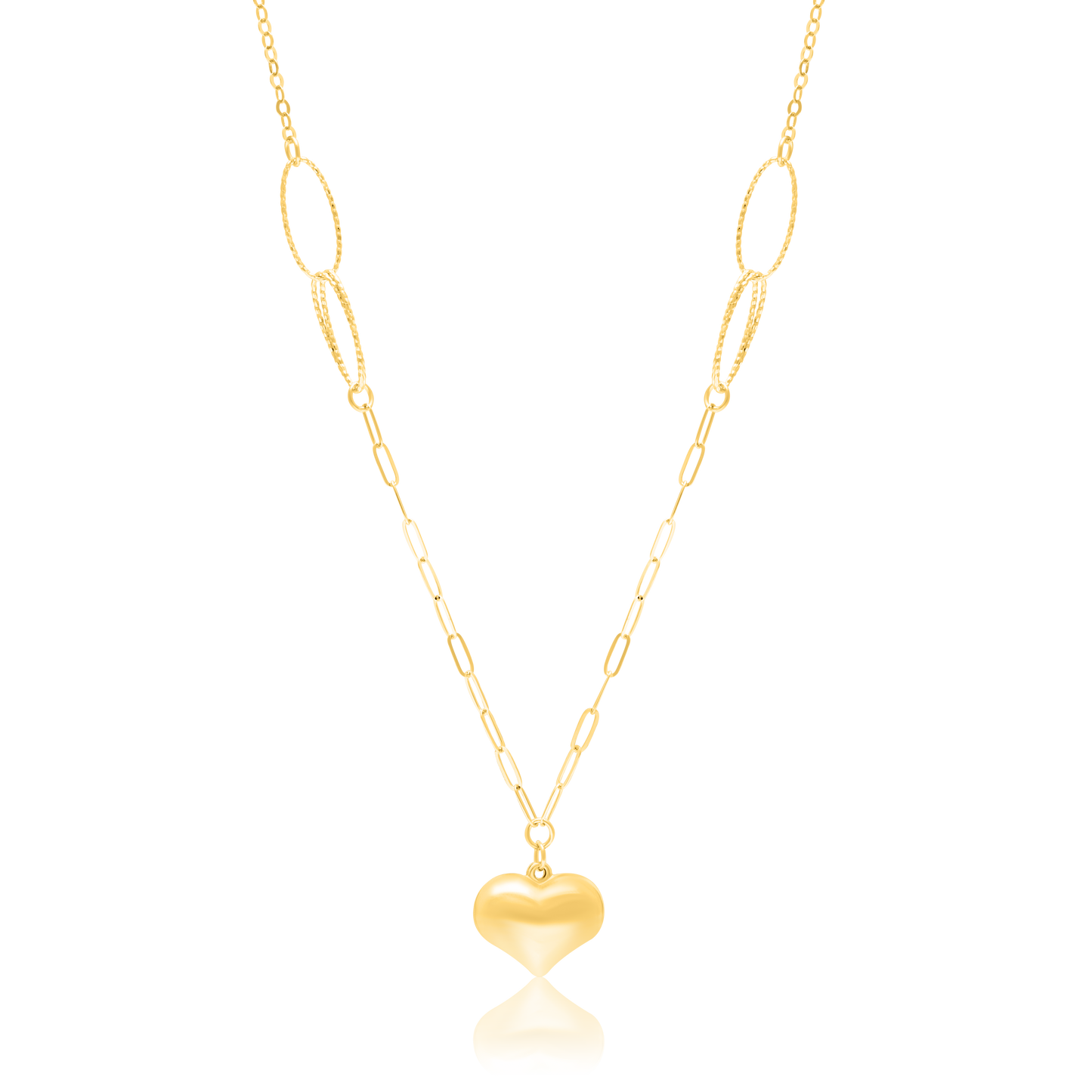 18K Pure Gold Heart Linked Necklace