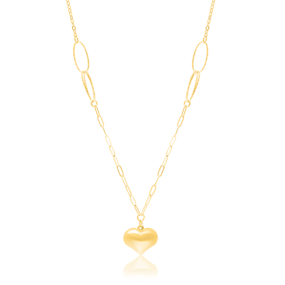 18K Pure Gold Heart Linked Necklace