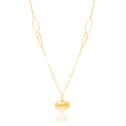 18K Pure Gold Heart Linked Necklace