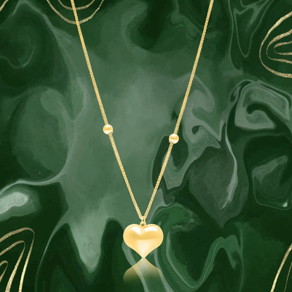 18K Pure Gold Heart Seed Necklace