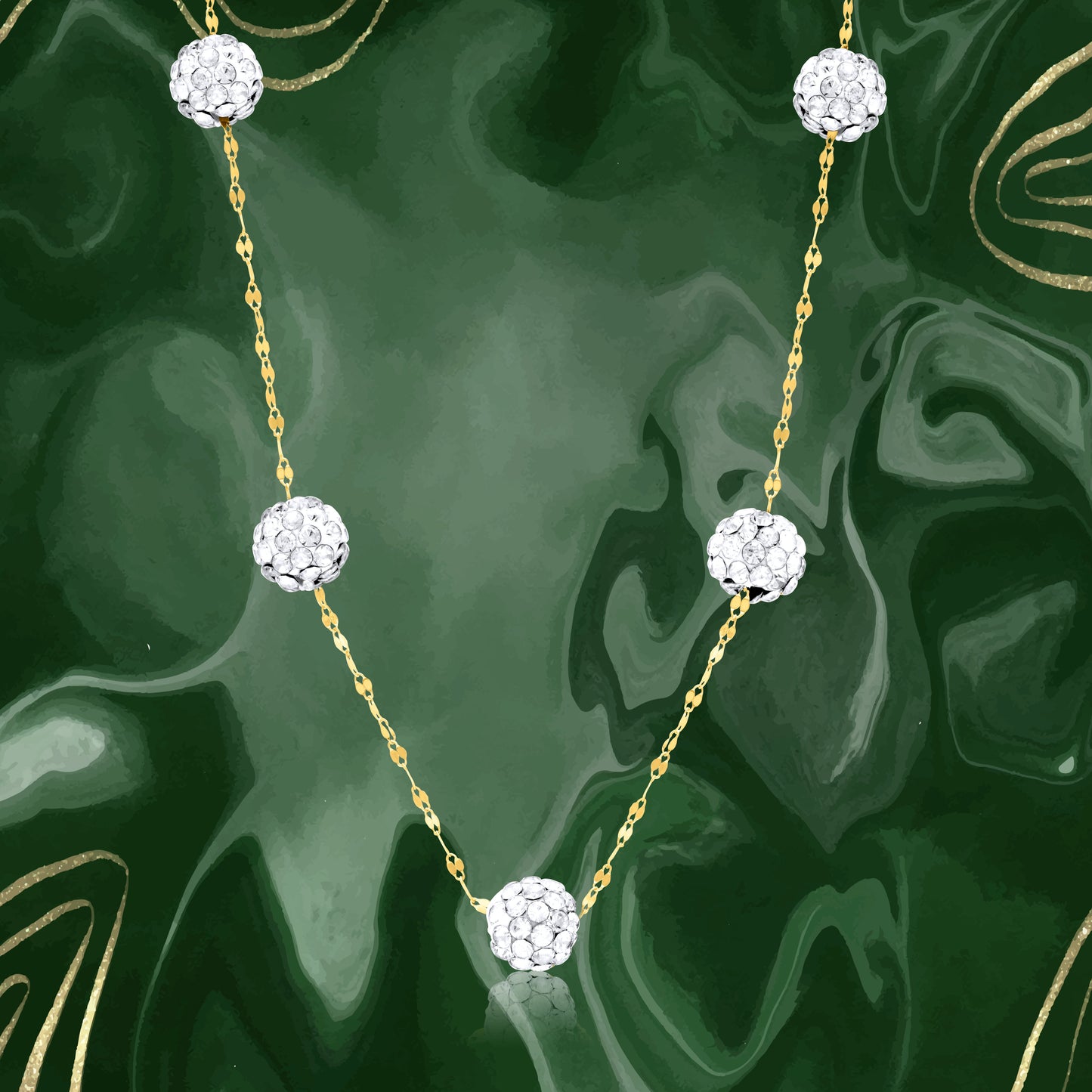 18K Pure Gold White Ball Necklace