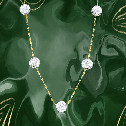 18K Pure Gold White Ball Necklace