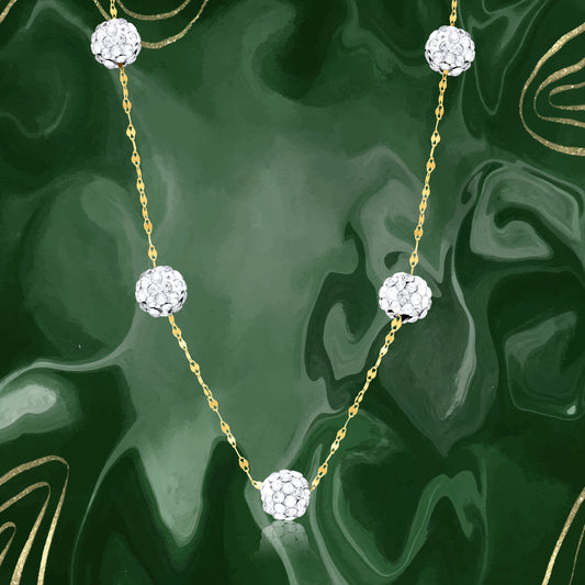 18K Pure Gold White Ball Necklace