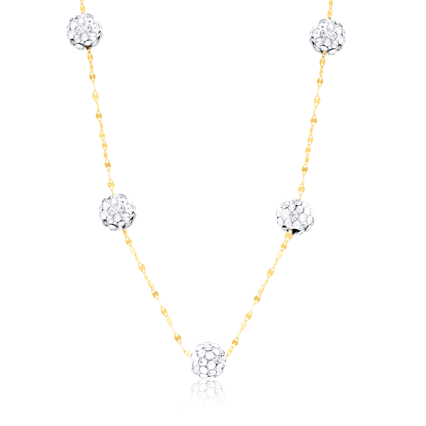18K Pure Gold White Ball Necklace
