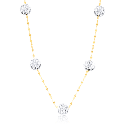 18K Pure Gold White Ball Necklace