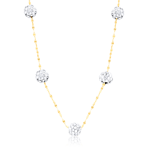 18K Pure Gold White Ball Necklace