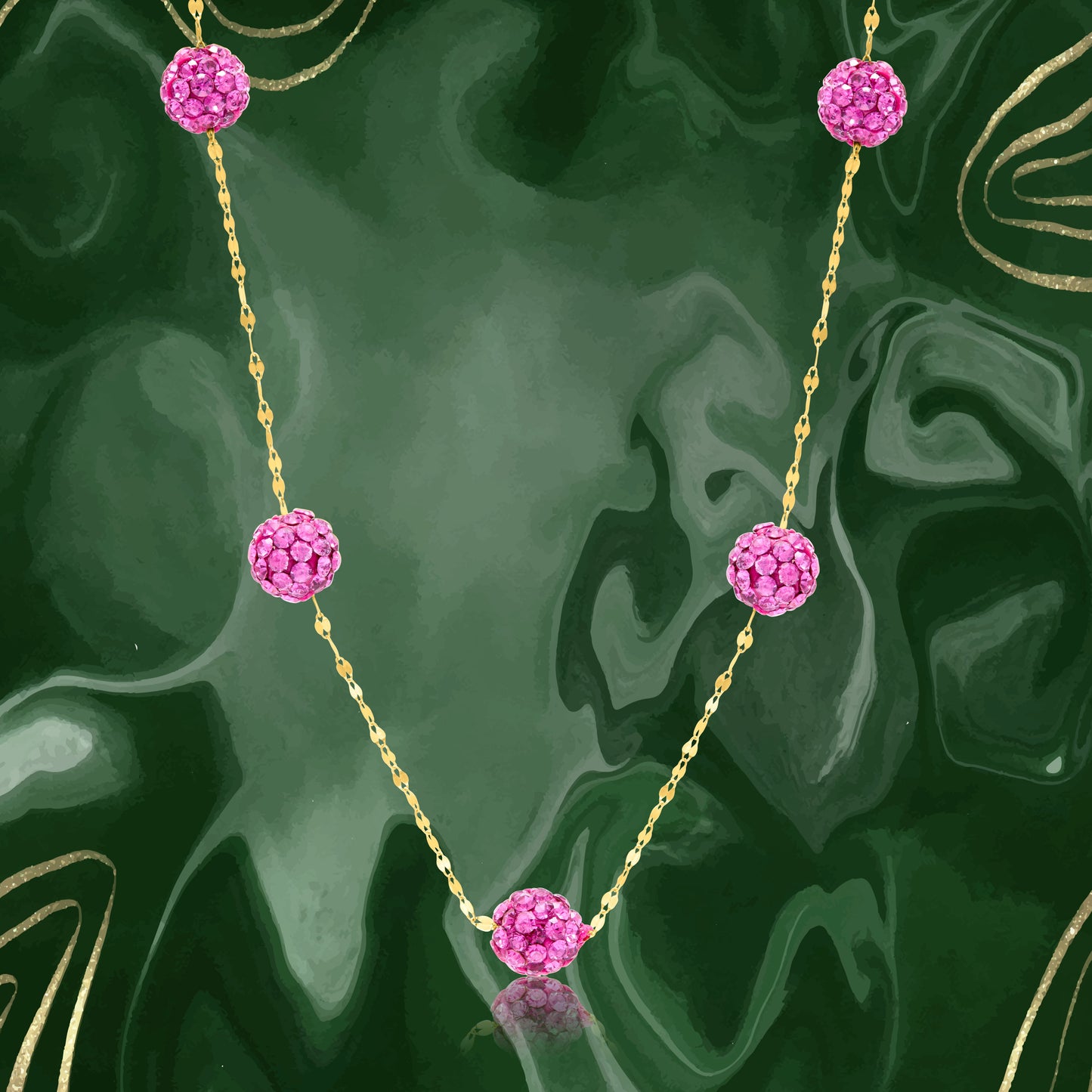 18K Pure Gold Rose Ball Necklace